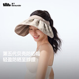 蕉下（beneunder）遮阳帽子女防晒帽男黑胶贝壳空顶帽太阳帽防紫外线全脸遮阳隔热 杏米菱格