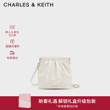 CHARLES&KEITH迷你菱格流浪包单肩斜挎双肩包包女包生日礼物新年礼CK2-60782390 Cream奶白色 S