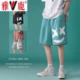 雅鹿休闲短裤男夏季薄款裤子男士潮牌宽松直筒男裤五分裤中裤沙滩裤 507绿色 XL
