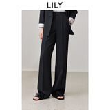 LILY零压直筒裤2025春新款宽松休闲垂感通勤高级感西装裤长裤女 510黑（尺码偏大） M
