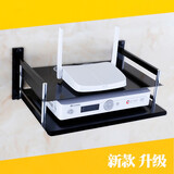 格拉菲亚免打孔机顶盒置物架路由器墙面搁架墙上托架支架投影仪挂墙摄像头 黑色双层大号（免打孔、打孔均可