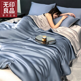 无印良品莱赛尔天丝夏凉被夏季凉感空调被夏被四件套可机洗水洗薄被子被芯 心语-梵高蓝-椰子灰【丝滑裸睡】 四件套/2.0*2.3m夏被+床单+2枕套