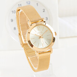 聚利时（Julius）品牌时尚简约不锈钢气质女士手表经典百搭圆盘薄款防水学生石英表 JA-732D金色