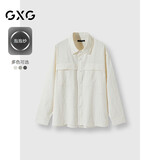 GXG男装 商场同款深灰色翻领长袖衬衫 米白 175/L