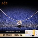 SGE莫桑石人鱼之泪项链女款白金隐形鱼线水滴钻锁骨链情人节礼物 莫桑石项链【圆形1克拉】