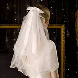 迪普尔新娘头纱头饰求婚领证结婚庆盖头网红蝴蝶结发夹表白拍照道具仪式