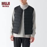 无印良品 MUJI 男式 便携式 无领 羽绒背心 羽绒马甲 ADD01C2A 黑色 M (170/92A)