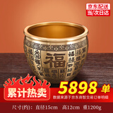 轩椽阁黄铜聚宝盆摆件铜缸百福缸黄铜米缸聚财存钱罐工艺品开业乔迁礼品 一缸金【百福铜缸】大号