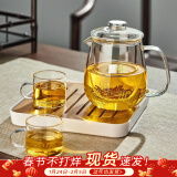 忆壶茶（YIHUTEA） 茶壶玻璃泡茶壶玻璃茶具 茶水分离煮茶壶玻璃水壶保温加热煮茶器 【贈茶盘】1壶+2杯