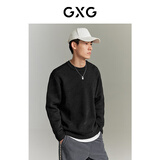 GXG男装  双色雪尼尔提花立体简约毛衣圆领针织衫 2023年秋季新 黑色 S