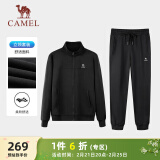 骆驼（CAMEL）运动套装女立领长袖两件套休闲运动服 7C2226L5463 幻影黑 XL