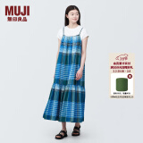 无印良品（MUJI）女式 马德拉斯格纹 吊带连衣裙女装裙子格子裙纯棉全棉 BC2IIA4S 蓝色格纹 S 155/80A