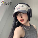 啄木鸟美式复古拼色四季棒球帽女大头围显脸小加大加深宽帽檐鸭舌帽子潮 灰色 均码