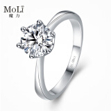 MoLi18K金培育钻石求婚戒指女1克拉50分河南人工造合成钻戒铂金pt950 银1克拉培育钻D/VVS/NGIC证书