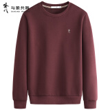 与狼共舞【通勤】刺绣卫衣男圆领2025春季新款宽松套头男装休闲上衣3037 酒红418- 3007 2XL /185