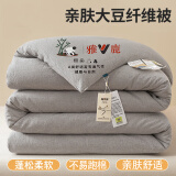 雅鹿大豆纤维被子冬棉被春秋宿舍单人被芯10斤加厚保暖空调被四季通用 L雅鹿-灰色【大豆纤维被】 2.0*2.3m-加厚冬被【约8斤】