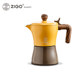 Zigo法拉利意式摩卡壶浓缩咖啡壶户外家用咖啡机小型手冲 3杯份摩卡黄