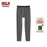 无印良品（MUJI）男式 使用了棉的冬季内衣 长紧身裤 男士秋裤保暖秋季款 69AA455 炭灰色 L (175/88A)