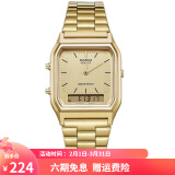 卡西欧（CASIO）手表 经典方块小金表时尚ins复古男表女表情侣表夜光电子表 AQ-230GA-9D 30mm表盘男款