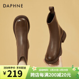 达芙妮（DAPHNE）短靴女秋冬棉靴新款女靴冬季加绒保暖冬款靴子马丁靴秋季单靴 棕色 单层 跟高3.5cm 38 (240mm)