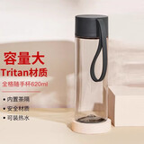 全格Tritan简约随手杯运动水杯学生办公室轻巧便携耐热单手开盖运动杯 岩石灰620ml