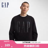 Gap男女装初秋字母印花大logo圆领抓绒卫衣609136简约经典款 黑色 165/88A(S) 亚洲尺码