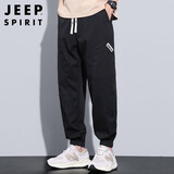 JEEP SPIRIT吉普工装裤男春夏季潮流休闲裤子男士束脚哈伦男裤 黑色 2XL 