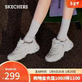 斯凯奇（Skechers）女鞋秋冬小白鞋蕾丝休闲运动熊猫鞋黑色增高厚底老爹鞋11959 白色/WHT 36.5