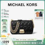 MICHAEL KORS新婚礼物MK女包SLOAN皮质链条单肩斜挎包小号黑色/金色