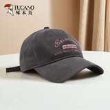 啄木鸟帽子女四季美式复古刺绣大头围棒球帽休闲百搭显脸小宽帽檐鸭舌帽 灰色 均码