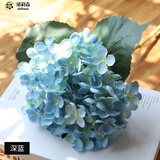 黛莉森 单支绣球花 假花 仿真花 轻奢欧式绢布花束客厅餐桌花插花婚礼装饰花家居玄关茶几办公室摆件 深蓝