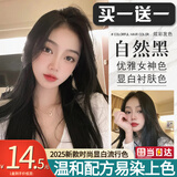 绿宸（2盒装）染发剂膏植物男女士染头发遮盖白发非泡泡纯染发膏400ml 自然黑色 200ml*1盒 220