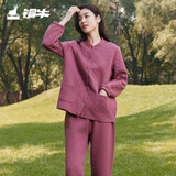 铜牛26新款暖棉开襟家居女套秋冬家居服套装 启运紫红 M(165/90)