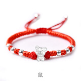 新马年本命年999足银十二生肖红绳手链编织纯银饰品男女转运礼物 生肖鼠 999足银