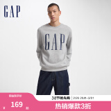 Gap男女装初秋字母印花大logo圆领抓绒卫衣609136简约经典款 灰色 180/100A(XL) 亚洲尺码