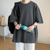 顶峰保罗（Dingfengbaoluo）日系纯色纯棉短袖t恤男士夏季基础款宽松打底内搭DF230灰XL