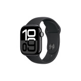 Apple Watch Series 10 智能手表42毫米亮黑色铝金属表壳黑色运动型表带S/M【GPS款】MX1M3CH/B