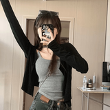 绘诗慧短外套女春夏季款开衫针织衫女装新款2026年休闲上衣百搭空调衫 纯色一粒扣开衫短外套【黑色】 M 【建议100-110斤】