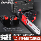 道什威尔（TOSRWELL）德国大功率锂电锯电链锯家用油锯木工果园修枝电锯伐木锯电动农具 【高配款】无刷二电一充二链条