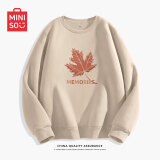 名创优品（MINISO）卫衣男春秋季圆领时尚百搭国潮衣服宽松长袖衫肥胖子男士复古外套 [330g重磅]卡其(回忆枫中标) L 175(体重120-140斤左右)