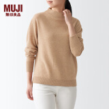 无印良品 MUJI 女式 牦牛绒混羊毛 高圆领毛衣女款春秋长袖针织衫BAC22A1A 米色 L (165/88A)