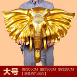 悦吉祥大象挂件欧式客厅玄关动物头壁挂复古墙壁酒吧墙面装饰品象头墙饰 051金色大号（尺寸80*65*20cm）