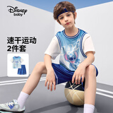 迪士尼（DISNEY）儿童男童时尚速干篮球服套装中大童运动两件套25夏DB421UE04蓝130