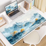 聚盈丰 鼠标垫大号桌垫笔记本键盘垫电脑办公锁边可爱卡通电竞包边游戏桌垫800*300*2mm 水墨江山