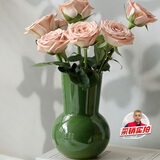 木丁丁复古绿色玻璃艺术花瓶简约风高级感水培客厅摆件装饰花器生日礼物