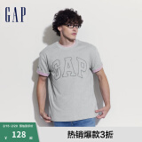 Gap【热卖爆款】男装2024夏新款撞色logo圆领短袖T恤纯棉上衣544465 灰色 185/104A(XXL) 亚洲尺码