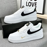 莆田男鞋空军一号内增高板鞋男女款鞋子男士休闲青少年学生运动鞋 白黑金（升级版） 43 (265mm)