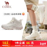 骆驼（CAMEL）加绒保暖女鞋防泼水高帮运动休闲鞋 K24C36L3627 米/樱花粉 38