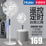 海尔（Haier）电风扇落地扇家用定时遥控风扇大风力台扇立式节能摇头电扇办公学生卧室宿舍循环轻音七叶电扇 【台立两用】七叶大风力定时遥控HFS-Y3036A