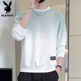 花花公子（PLAYBOY）卫衣男春秋季长袖T恤男士休闲宽松潮流外套男装上衣服 白灰 L